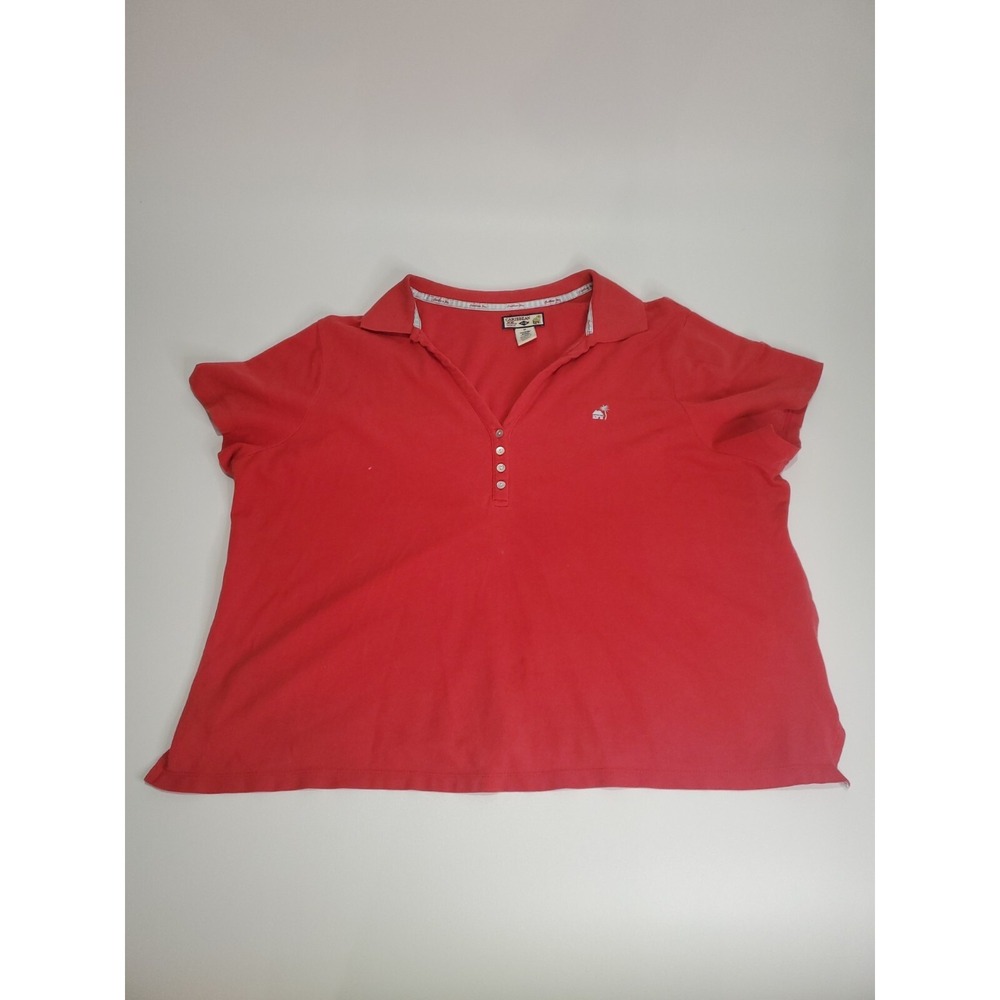 Caribbean Joe Let Go Women's Polo V Neck Shirt, 1X, Red
